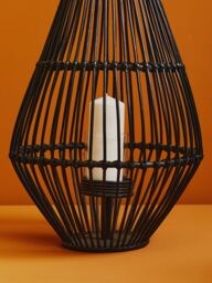 Orsina Elegant Design Lantern With Hoop Handle, Functional Tealight Lantern, Sleek Large Candle Lantern in Black - thumbnail 5