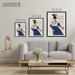 "Artery8 La Revue Blanche Advert Framed Canvas Wall Art Print Toulouse Lautrec in Blue - Size: W12"" x H16""" - thumbnail 4