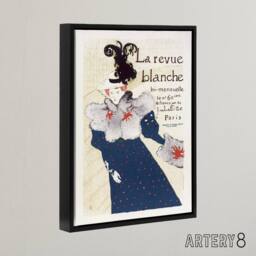 "Artery8 La Revue Blanche Advert Framed Canvas Wall Art Print Toulouse Lautrec in Blue - Size: W12"" x H16""" - thumbnail 2