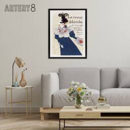 "Artery8 La Revue Blanche Advert Framed Canvas Wall Art Print Toulouse Lautrec in Blue - Size: W12"" x H16""" - thumbnail 3