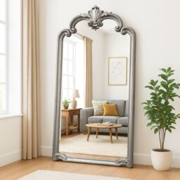 Agenzia 14 Extra Large Ornate Frame Leaner Wall Mirror Antique Silver 184 x 104cm - Size: 184 x 104 cm