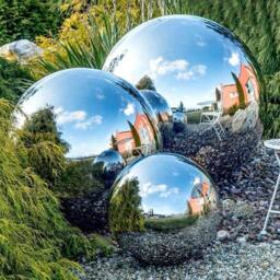 SPETLEK Set of 6 Garden Stainless Steel Gazing Balls Ball Globes in Silver - Size: 0.6m2 - thumbnail 3