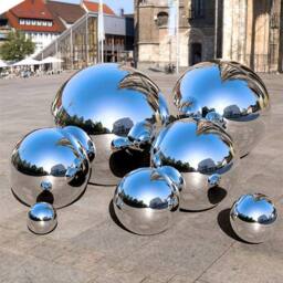 SPETLEK Set of 6 Garden Stainless Steel Gazing Balls Ball Globes in Silver - Size: 0.6m2 - thumbnail 4