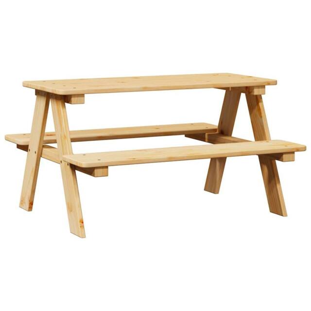 Berkfield Home Children's Table with Benches IRUN 90x79.5x50 cm Solid Wood in Brown - image 1