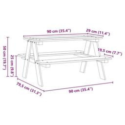 Berkfield Home Children's Table with Benches IRUN 90x79.5x50 cm Solid Wood in Brown - thumbnail 8