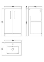 Balterley Bathroom 2 Soft Close Door Floor Standing Vanity Unit, Grey, 345mm in Grey - thumbnail 2