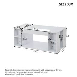 BTM High-Gloss Coffee Table with Open Storage & LED Lights in White - thumbnail 7