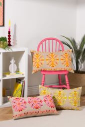 Furn Kalina Embroidered 100% Cotton Cushion in Yellow - thumbnail 5
