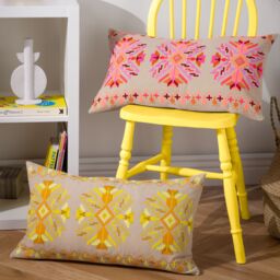 Furn Kalina Embroidered 100% Cotton Cushion in Yellow - thumbnail 6