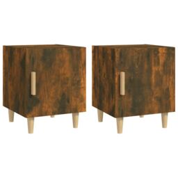 Berkfield Home Bedside Cabinets 2 pcs Smoked Oak Engineered Wood in Brown - thumbnail 2