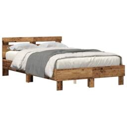 Berkfield Home Modern Engineered Wood Bed Frame Old wood Engineered wood 120 x 190 cm in Brown - thumbnail 1