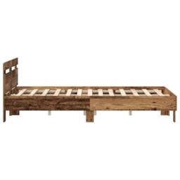 Berkfield Home Modern Engineered Wood Bed Frame Old wood Engineered wood 120 x 190 cm in Brown - thumbnail 8