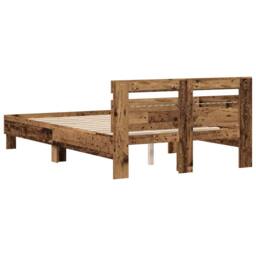 Berkfield Home Modern Engineered Wood Bed Frame Old wood Engineered wood 120 x 190 cm in Brown - thumbnail 9