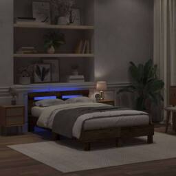 Berkfield Home Modern Engineered Wood Bed Frame Old wood Engineered wood 120 x 190 cm in Brown - thumbnail 4