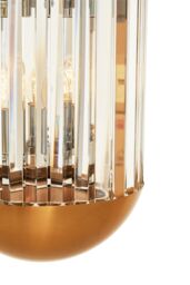 Orsina Chrome Finish 6 Bulb Pendant Light, Capsule-Shaped Crystal Panel Ceiling Fixture, Reflective Modern Lighting in Brown - thumbnail 5