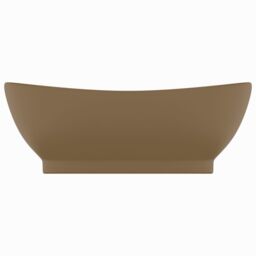 Berkfield Home Luxury Basin Overflow Oval Matt Cream 58.5x39 cm Ceramic - thumbnail 3