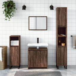 Berkfield Home 2 Piece Bathroom Furniture Set Brown Oak Engineered Wood - thumbnail 3