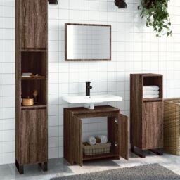 Berkfield Home 2 Piece Bathroom Furniture Set Brown Oak Engineered Wood - thumbnail 1
