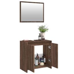 Berkfield Home 2 Piece Bathroom Furniture Set Brown Oak Engineered Wood - thumbnail 4