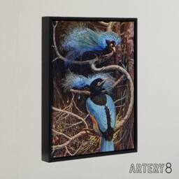 "Artery8 Blue Bird of Paradise Sir Henry Johnston Framed Canvas Wall Art in Brown - Size: W12"" x H16""" - thumbnail 2