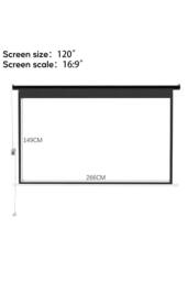 "Living and Home 120"" Black Crossbar Electric Motorized Projector Screen with Remote in White" - thumbnail 5