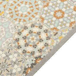 Berkfield Home Kitchen Rug Washable Hexagon Pastel 60x180 cm Velvet - thumbnail 1