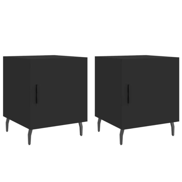 Berkfield Home Bedside Cabinets 2 pcs Black 40x40x50 cm Engineered Wood - Size: 40 x 40 x 50 cm - image 1