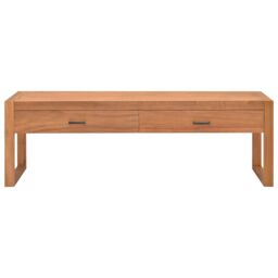 Berkfield Home TV Cabinet 140x40x45 cm Teak Wood in Brown - Size: 140 x 40 x 45 cm - thumbnail 3