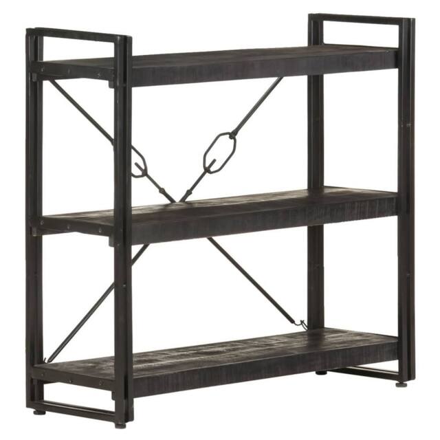 Berkfield Home 3-Tier Bookcase Black 90x30x80 cm Solid Mango Wood - Size: 90 x 30 x 80 cm - image 1