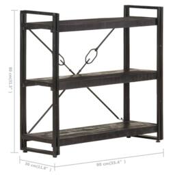 Berkfield Home 3-Tier Bookcase Black 90x30x80 cm Solid Mango Wood - Size: 90 x 30 x 80 cm - thumbnail 5