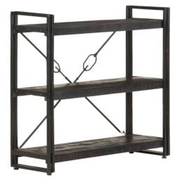 Berkfield Home 3-Tier Bookcase Black 90x30x80 cm Solid Mango Wood - Size: 90 x 30 x 80 cm - thumbnail 1