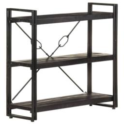 Berkfield Home 3-Tier Bookcase Black 90x30x80 cm Solid Mango Wood - Size: 90 x 30 x 80 cm - thumbnail 6