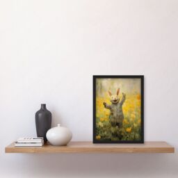 Artery8 Wall Art Print Tulips & Rabbit Watercolour Fun Kids Baby Nursery Artwork Framed A4 in Black - thumbnail 2