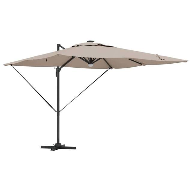 Berkfield Home Cantilever Roma Parasol with LEDs Taupe 286x285x270 cm Aluminium - Size: 286 x 285 x 270 cm - image 1