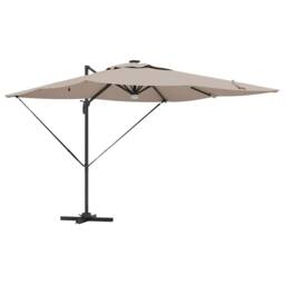 Berkfield Home Cantilever Roma Parasol with LEDs Taupe 286x285x270 cm Aluminium - Size: 286 x 285 x 270 cm - thumbnail 1