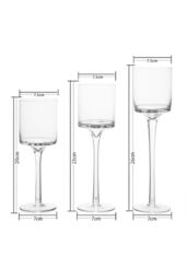 Living and Home 3pcs Glass Candle Holders Set Candlestick Modern Home Decor for Table Wedding New Home Gifts in Clear - thumbnail 5