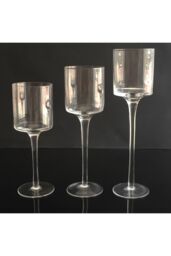 Living and Home 3pcs Glass Candle Holders Set Candlestick Modern Home Decor for Table Wedding New Home Gifts in Clear - thumbnail 6