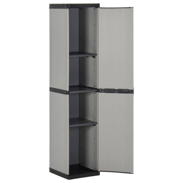 Berkfield Home Garden Storage Cabinet with 3 Shelves Grey & Black 34x40x168 cm - Size: 34 x 40 x 168 cm - image 1