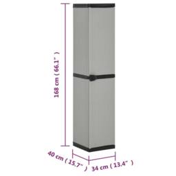 Berkfield Home Garden Storage Cabinet with 3 Shelves Grey & Black 34x40x168 cm - Size: 34 x 40 x 168 cm - thumbnail 9