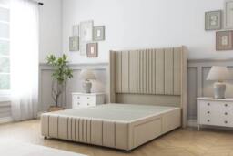 "Comfort Beds Grace Coniston Divan Base 2 Drawers - 54"" Wingback-Footboard in Cream - Size: Small Double" - thumbnail 2