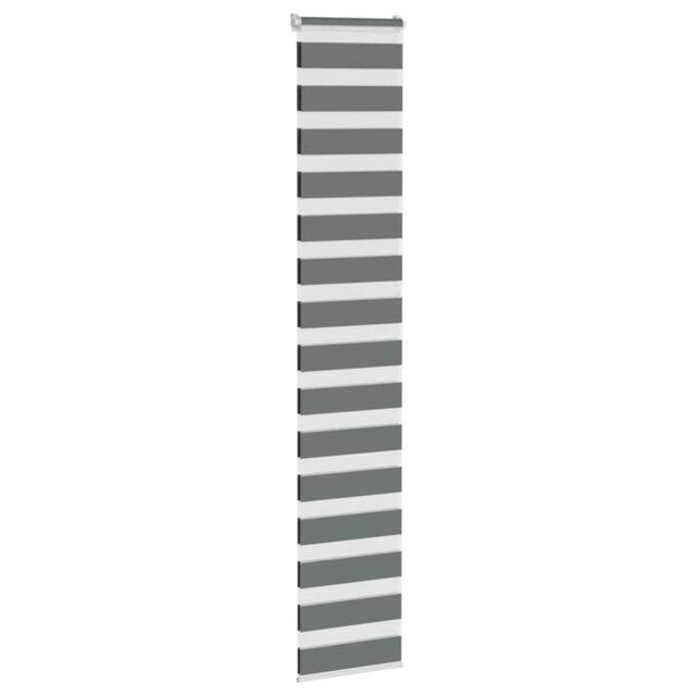 Berkfield Home Elegant Zebra Blind Dark Grey 45x230 cm Fabric Width 40.9 cm Polyester - image 1