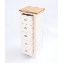 Cabinet Bits Cosenza 5 Drawer Narrow Chest of Drawers Chrome Cup Handle in Off-White - thumbnail 5
