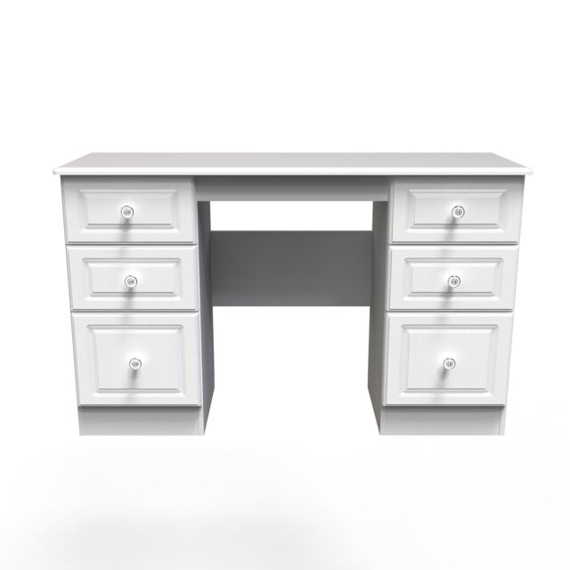 Ready Assembled 2 U Stirling 6 Drawer Kneehole Desk (Ready Assembled) in Off-White - image 1