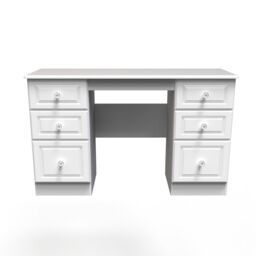 Ready Assembled 2 U Stirling 6 Drawer Kneehole Desk (Ready Assembled) in Off-White - thumbnail 1