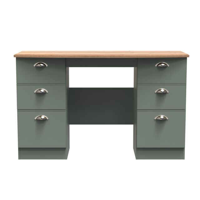 Ready Assembled 2 U Albert 6 Drawer Kneehole Desk (Ready Assembled) in Pale Green - image 1