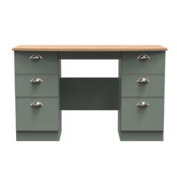 Ready Assembled 2 U Albert 6 Drawer Kneehole Desk (Ready Assembled) in Pale Green - thumbnail 1