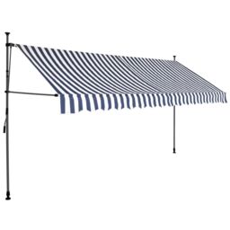 Berkfield Home Manual Retractable Awning with LED 350 cm Blue & White - thumbnail 2