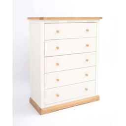 Cabinet Bits Trevi 5 Drawer Chest of Drawers Wood Knob in Off-White - thumbnail 2