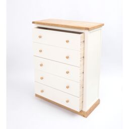 Cabinet Bits Trevi 5 Drawer Chest of Drawers Wood Knob in Off-White - thumbnail 4