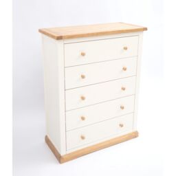 Cabinet Bits Trevi 5 Drawer Chest of Drawers Wood Knob in Off-White - thumbnail 3